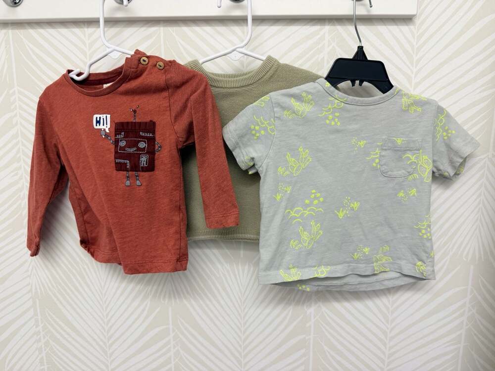 Zara Boy Shirt Bundle 6/9m & 9/12m Robot Cactus Plant Top Tee Sweater
